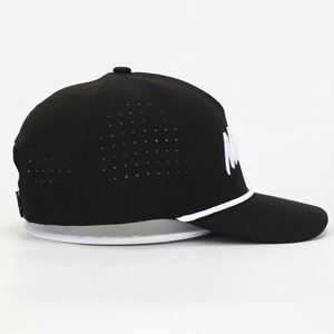 หมวกแก๊ป OEM 5 แผง แบบ Unisex สีขาว ลายปัก 3 มิติ ปีกหมวกแบบเชือก ตัวล็อคพลาสติก ปรับขนาดได้ ขายดี สไตล์ฮิปฮอป - Product Image 4