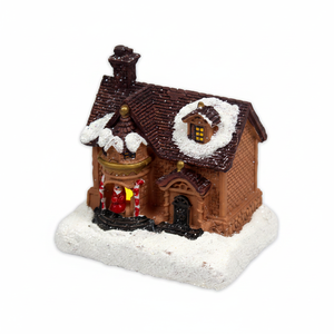Ornement de maison de Noël 3"X3.2"X2.3" avec lumière, 4DIS(12)pcs/Cs, fonctionne à piles, pour décorations de fêtes et de vacances - Product Image 4