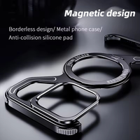 Casing ponsel logam paduan Aluminium berbentuk Z, casing pelindung Bumper magnetik untuk iPhone 15 Pro Max 14 13