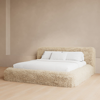 2024 Neues Modernes Luxus-Hotelbett Kingsize-Bettgestell Schlafzimmermöbel Holz-Woll-Polsterbett