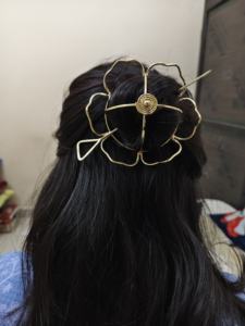 Pasador de pelo con forma de flor, latón dorado, accesorios de pelo bohemios para mujer, joyería elegante para mujer - Product Image 3