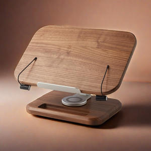 Manos libres Bases giratorias de 360 grados Soporte de metal ajustable Soporte de teléfono portátil para leer Soporte de madera real para computadora portátil personalizado - Product Image 1