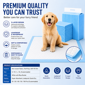 Almohadillas de Entrenamiento Desechables Personalizadas para Perros, Almohadillas Superabsorbentes de 5 Capas a Prueba de Fugas para Cachorros, Almohadillas para Orina de Mascotas OEM - Product Image 6