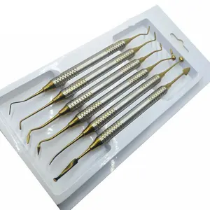 Kit di spatole di riempimento in resina composita dentale da 6 pezzi riempitivo per resine a testa rivestita in titanio o oro - Product Image 2