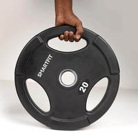 SMARTFIT 3-Grip PU Weight Plates Logo Kustom Peralatan Gym untuk Latihan Angkat Beban
