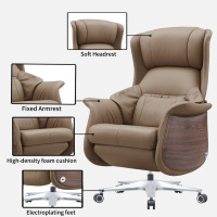 Chaise de bureau exécutive ergonomique traditionnelle de luxe en cuir véritable avec massage et télécommande pour la maison, le bureau et l'hôtel
