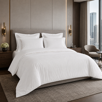 Ensemble de literie d'hôtel de luxe 100% coton brodé 4 pièces, housse de couette blanche, drap, taie d'oreiller pour hôtel 5 étoiles