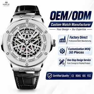 Reloj de Lujo Automático de Alta Calidad OEM para Hombre, Reloj Mecánico Personalizado con Movimiento Japonés Miyota, Diseño Esqueleto, Correa de Cuero Genuino - Product Image 1