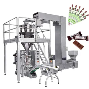 Máquina multifuncional de embalagem de saquinhos de chocolate, sistema de sacola com zíper, máquina de embalagem e pesagem de saquinhos de chocolate