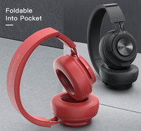 Headphone nirkabel, Headset nirkabel Stereo Hi-Fi dapat dilipat, penutup telinga lembut di telinga, Mode kabel mikrofon bawaan