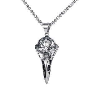 Collar Unisex de Acero Inoxidable con Colgante Retro Vikingo de Calavera de Cuervo y Pico de Águila, Cadena de Eslabones Estilo Urbano Vintage, para Budismo - Product Image 1
