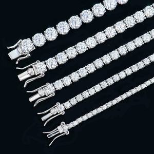 Collar de Cadena de Tenis Personalizado de Plata de Ley 925 con Diamantes VVS y Moissanita, Estilo Hiphop para Hombre, de 2-6mm, con Certificado - Product Image 1