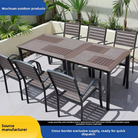Ensemble de salle à manger d'extérieur moderne et simple en acier au carbone, résistant à l'eau, au soleil et à la corrosion, table et chaises pour balcon, mobilier d'extérieur