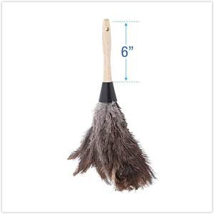 14 pouces. Plumeau professionnel en plumes d'autruche grises pour le nettoyage des voitures et des foyers, avec manche en bois - Product Image 2
