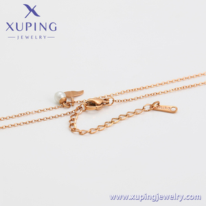 Xu ping-collar de acero inoxidable con forma de cola de pez, joyería sencilla, collar, perla, oro rosa, estilo INS, a la moda, A00740471 - Product Image 4