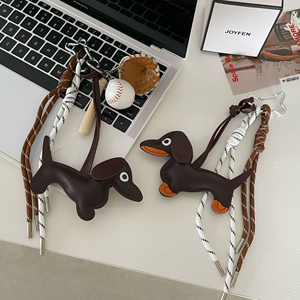 Ins kore örgülü halat anahtarlık kolye sevimli köpek deri çanta anahtarlığı kolye LWD - Product Image 3