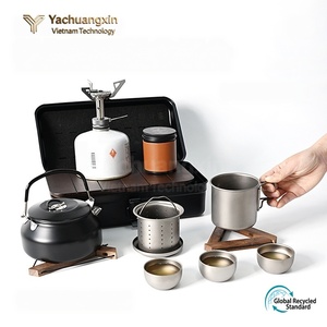 Outdoor Portable Tea Set Stainless Steel Kettle with Cups in Black <b>Storage</b> <b>Box</b> for <b>Camping</b> Cooking All Seasons - Product Image 3