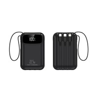 Batterie externe portable mini 20000 mAh avec impression UV personnalisée du logo, 4 câbles intégrés, certifiée 3C, cadeau promotionnel personnalisé