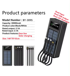 Vente <span class=keywords><strong>en</strong></span> gros portable de voyage avec câble double port d'entrée USB double banque d'énergie solaire haute capacité 30000mah - Product Image 5