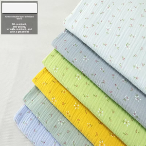 Pyjama pour enfants en tissu crêpe <span class=keywords><strong>de</strong></span> <span class=keywords><strong>gaze</strong></span> bulle 100% <span class=keywords><strong>coton</strong></span> double épaisseur, anti-boulochage, motif floral, texture froissée, idéal post-partum - Product Image 1