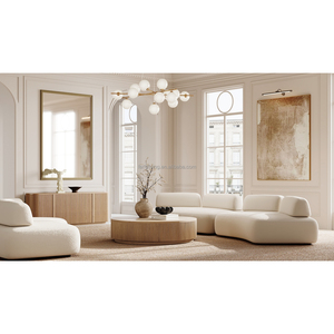 FERLY New Arrival Living Room Furniture Set Rounded Curved Textured Matte Solid Plinth <strong>Round</strong> <strong>Coffee</strong> <strong>Table</strong> Sofa Set - Product Image 1