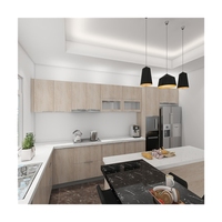 Meubles de cuisine design moderne en chêne massif avec panneau de rangement style noyer