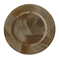 Assiettes à dîner de luxe en gros 13 \ "décoration de table moderne en or assiette jetable et réutilisable en plastique PP plat pour les fêtes