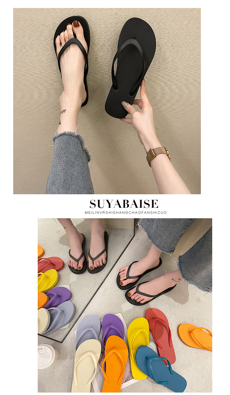 PVC Flip-flops Women Summer Outdoor Indoor Slippers Sandals Non-slip Beach Shoes
