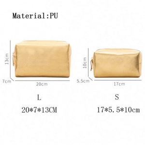 Bolsa de Maquillaje de Alta Calidad con Cierre Dorado Rosa, Bolsa Cosmética de Cuero PU Plateado, Estuche de Belleza - Product Image 5