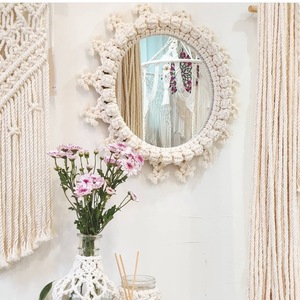 Specchio <span class=keywords><strong>da</strong></span> <span class=keywords><strong>Parete</strong></span> Decorativo Fai-<span class=keywords><strong>da</strong></span>-Te, Specchio Rotondo in Macramè Fatto a Mano <span class=keywords><strong>da</strong></span> 10 Pollici con Frange - Product Image 3