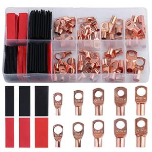 Kit de terminales de anillo de cobre, 150 piezas con tubo termorretráctil, caja de almacenamiento de plástico, terminales de crimpado de cobre puro para cableado - Product Image 1