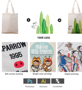 กระเป๋าช้อปปิ้งแฟชั่นแบบมีซิป สไตล์เกาหลี กระเป๋าโท้ทผ้าแคนวาสพิมพ์ลาย กระเป๋าโท้ทผ้าฝ้ายสำหรับผู้หญิง พร้อมโลโก้พิมพ์ตามสั่ง - Product Image 2