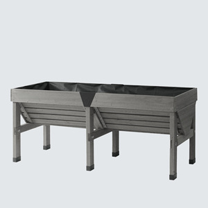Fioriera Rialzata Portatile in Legno Massello Stile Rustico con Foro <span class=keywords><strong>di</strong></span> Drenaggio e Supporto per Giardinaggio Esterno e Orto - Product Image 6