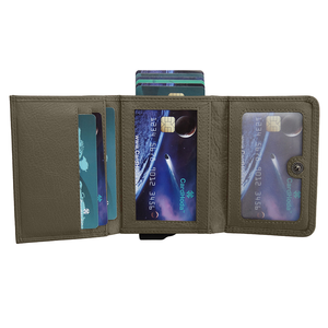 Porte-cartes unisexe CardHoda en PU, portefeuille court avec fermeture à pression, protection RFID, design minimaliste, vert olive, 6 pouces, usage quotidien - Product Image 2