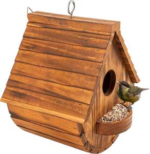 Wooden <strong>Polished</strong> Modern Bird Houses for Outdoor 3-Hole Bird House Room 3 Bird Families Bluebird Finch <strong>Cardinals</strong> Hanging Birdhouse - Product Image 6