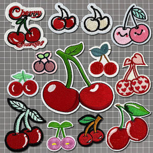 Wholesale Sell Self-Adhesive Applique Heat Press Cartoon Letter Logo Pattern Cherry Custom Embroidery Patch <b>Iron</b> <b>On</b> Clothing - Product Image 4