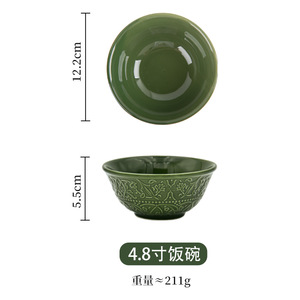 Bán buôn pháp retro màu xanh đậm Bộ đồ ăn bằng gốm Bát đĩa chén ấm trà đặt bữa ăn tối cho hộ gia đình Bộ đồ ăn - Product Image 6
