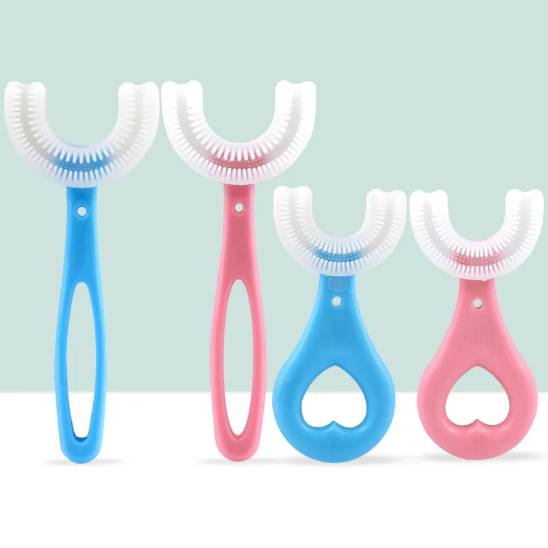 Brosse à dents en forme de U pour enfants, outil manuel, en Silicone, forme U, pour bébé, livraison gratuite, 360