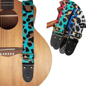 REWIN时尚豹纹尼龙织带吉他背带可调斜背吉他背带