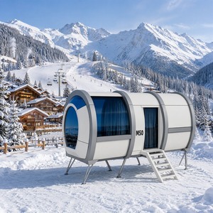Maison Capsule Modulaire Préfabriquée pour <span class=keywords><strong>Station</strong></span> <span class=keywords><strong>de</strong></span> <span class=keywords><strong>Ski</strong></span> Alpin, Cabane d'Hiver à Vue Panoramique, Maison Mobile - Product Image 1
