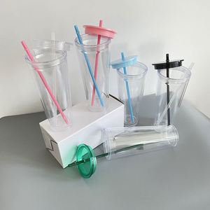 24oz Double Walled Plastic Acrylic Blank clear Tumbler Transparent Reusable <b>Cups</b> Suitable for Vinyl with <b>Lids</b> <b>and</b> <b>Straws</b> - Product Image 3