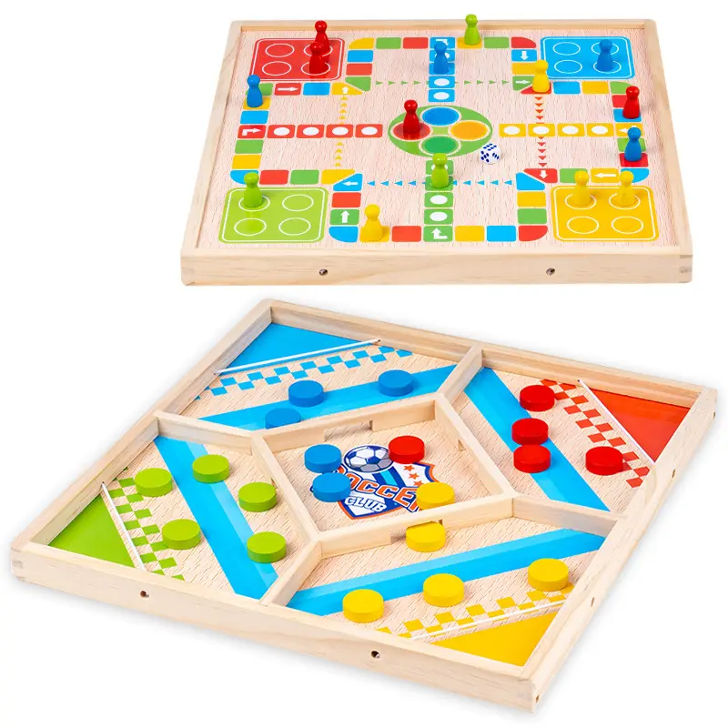 Wooden Two-Player Interactive Board Game for Children 2 in 1 Multifunctional Flying Chess Toy Learning Toy
