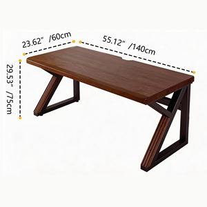 Scrivania extra lunga in legno massello da 55,1 pollici, spessa, per due persone, doppia, per ufficio domestico, scrivania in legno per computer. - Product Image 2
