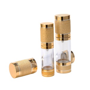 Vacuum Sealed Cosmetic Bottle 30ml Plastic Gold <b>Sandblasted</b> Serum Face Care Packaging Customizable - Product Image 5