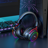 Casque de jeu ergonomique RGB 5,8G avec microphone amovible et émetteur pour PC, PS4, PS5, casque de jeu sans fil