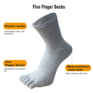 Chaussettes épaisses <span class=keywords><strong>d</strong></span>'automne et <span class=keywords><strong>d</strong></span>'<span class=keywords><strong>hiver</strong></span> à cinq orteils en coton épais de grande taille pour hommes Chaussettes à orteils en coton de couleur pure pour hommes - Product Image 2
