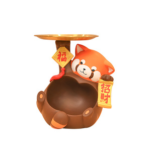 Cute Panda Keychain Resin Figurine Lucky Cat Home Desktop Decoration Feng Shui Living Room Multi Piece Package - Product Image 4