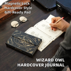 Carnet de notes à couverture rigide sur le thème de la hibou sorcière avec fermeture magnétique, reliure cousue, journal d'écriture, organisateur portable, cadeau haut de gamme - Product Image 2