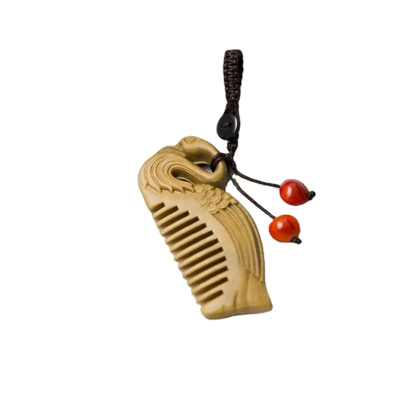 Custom wooden jewelry pendant key chain schoolbag pendant mini comb pendant Decorative DIY accessories wood carving handicrafts