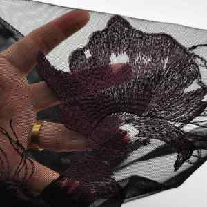 Bellissimo Tessuto in <span class=keywords><strong>Organza</strong></span> Trasparente con Motivo Floreale Viola Lilla Ricamato <span class=keywords><strong>per</strong></span> <span class=keywords><strong>Abiti</strong></span> da Sposa - Product Image 2